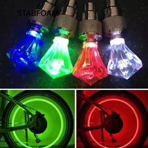 STABFOAM 2 Chiếc Nắp Van Lốp Đèn, Đèn Flash Hình Đá Quý LED Đèn Bánh Xe Đạp, Đa Năng Chống Thấm Nước Polychrome Neon Đèn Sử Dụng Xe Máy