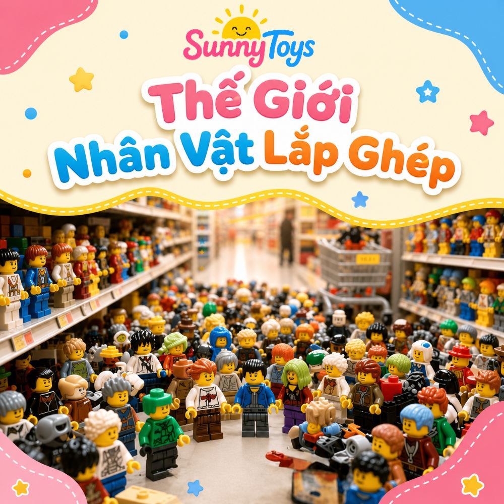 Set Nhân Vật Hoạt Hình Minecraft Lắp Ráp SunnyToys - Mô Hình Mini Phong Cách Khối Vuông Kèm Đế
