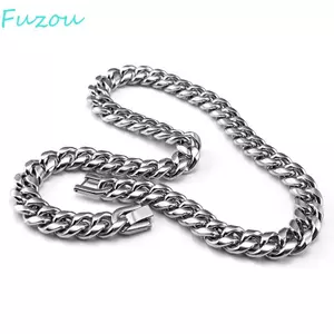 Vòng cổ nam FUJIOU, Vòng cổ bằng thép không gỉ trang sức 5,6,8,10,12,14mm, Vòng cổ Cuba kim loại đơn giản Choker Punk Vòng cổ nam / nữ