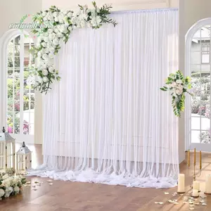 CATMALLER88 Phông Nền Đám Cưới, Thanh Bỏ Túi Drapes Phong Cách Sheer Voan Phông Nền, Không Nhăn Ảnh Trắng Thả Lưng Tiệc Cưới