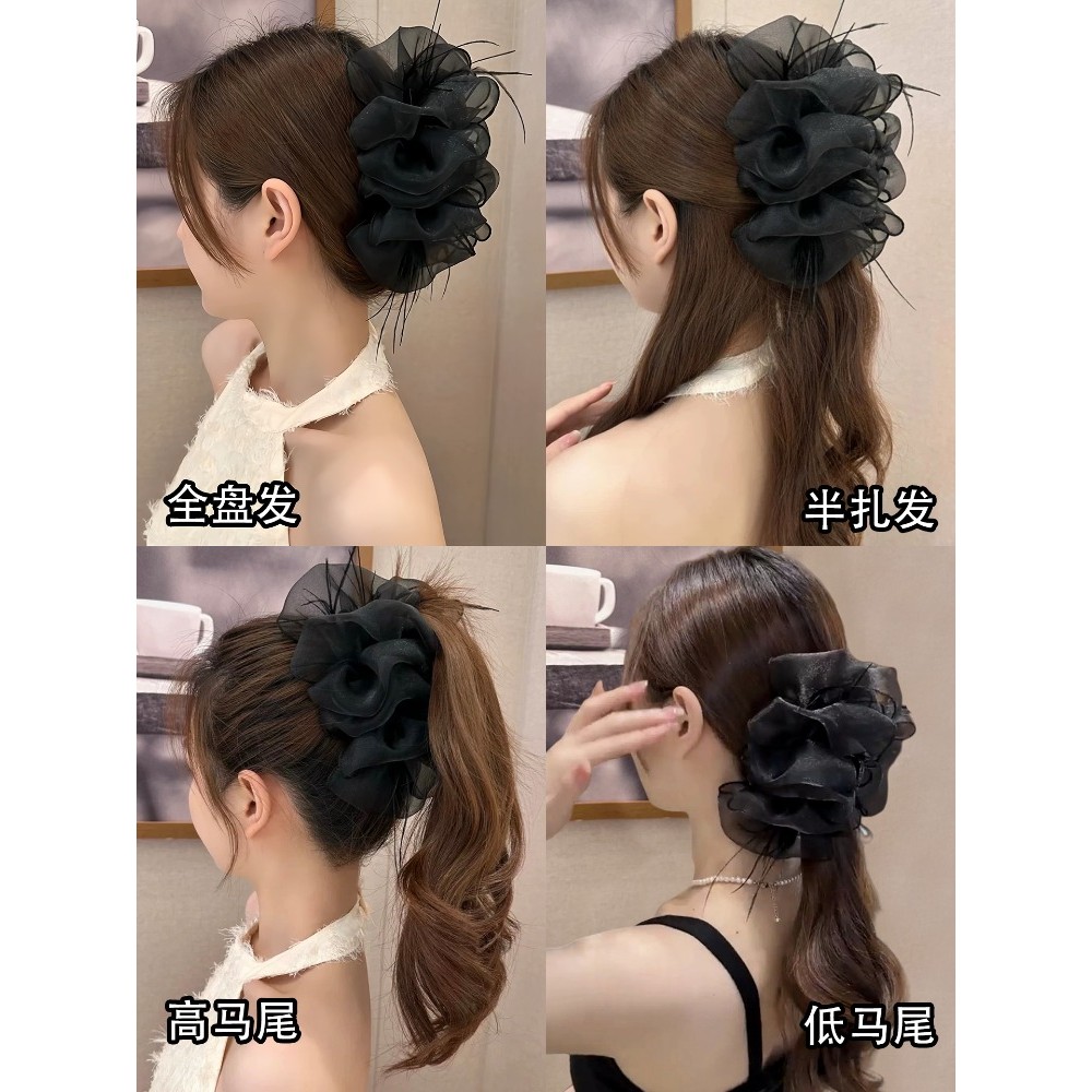 Kẹp tóc nơ lớn màu đen Kẹp tóc cua lớn