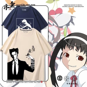 Áo ngoại vi ngắn tay Monogatari Series Anime cho nam và nữ, chất liệu cotton nguyên chất