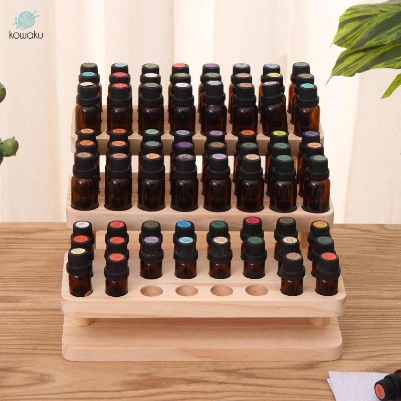 Giá trưng bày tinh dầu 3 tầng Hộp đựng bình gỗ Hộp đựng tinh dầu cho 72 chai 5ml 15ml Màn hình chai