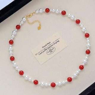 [ DAISYN ] - [ N992 ] - Vòng Cổ, Chuỗi Hạt, Dây Chuyền Ngọc Nhân Tạo Mix Đỏ Trắng Sang Trọng Cho Nữ, Phù Hợp Nhiều Dịp.