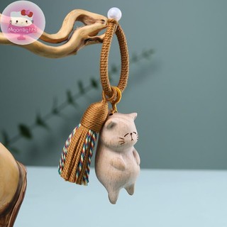 Moonlights Retro Gỗ Móc Khóa Tay Khắc Dễ Thương Túi Mặt Dây Chuyền Trang Trí Xe Móc Khóa Dành Cho Nữ Cặp Đôi Trang Sức Thời Trang Phụ Kiện Quà Tặng EN