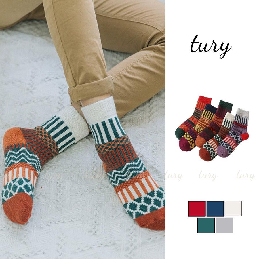 Tất Vớ Len Unisex Nam Nữ - Tury - Vớ Tất Len Nam Nữ Cổ Cao Thổ Cẩm Vintage - TV006