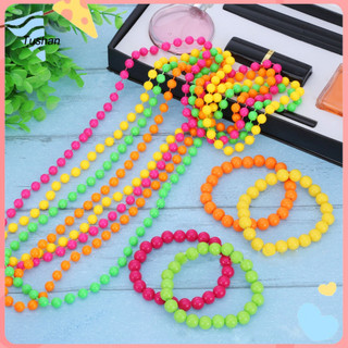 [Ts] Vòng cổ thập niên 1980 Bộ trang sức ngọc trai giả neon Bộ phụ kiện trang phục thập niên 80 dành cho nữ Hoàn hảo cho trang phục và đạo cụ chụp ảnh