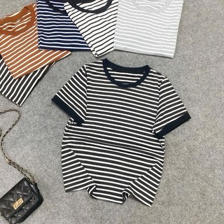 SET Đồ Bộ Bigsize Nữ Áo Thun Kẻ Sọc Kèm Quần Suông Ống Rộng Cho Chubby A285 Q564