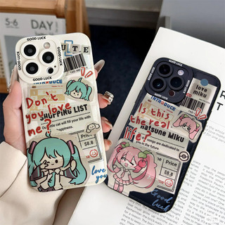 Ốp điện thoại Hatsune Miku Sticky Notes cho iPhone 17 / 17Air / 16E / 15 Plus / 14 / 13 / 12 / 11 / Pro Max. Chống sốc rơi. Hộp đựng túi khí kiểu áo khoác silicon lỏng che phủ toàn diện