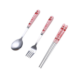 Bộ Đồ Ăn Di Động Bộ Đũa Inox Thìa Nĩa Bộ Ba Mảnh Giả Gốm Hoạt Hình ins Bộ Đồ Ăn Giá Trị Cao TRW0