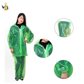 Áo mưa bộ chấm bi nhựa dẻo bền dai đẹp, không thấm nước có khoá