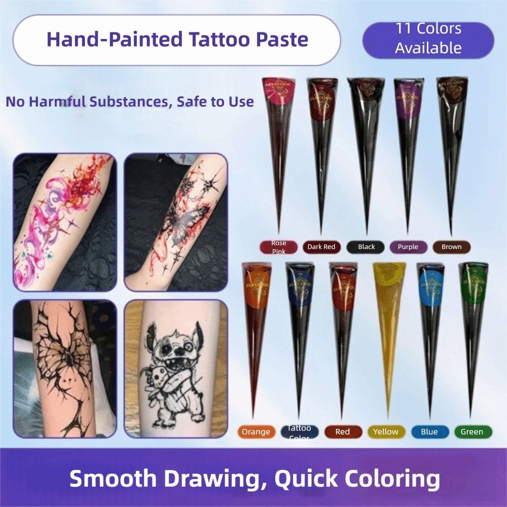 HOBBYIN Henna Tattoo Cream - Kem henna dạng que màu nâu đen, dễ sử dụng cho nghệ thuật xăm hình tạm thời mehndi trên cơ thể