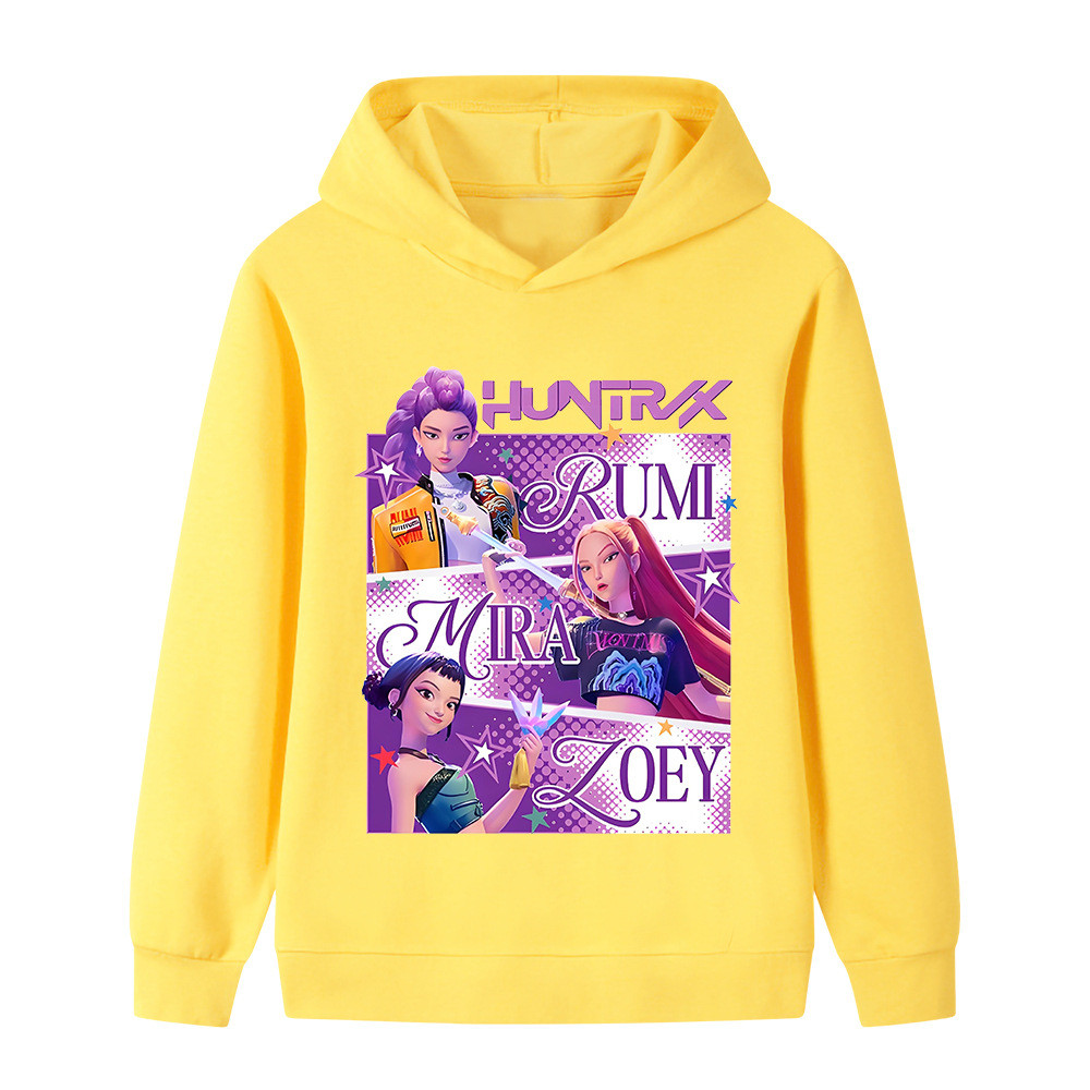 Kpop Demon Hunters in hình áo hoodie dài tay mùa thu có mũ trùm đầu đa năng cho bé trai và bé gái