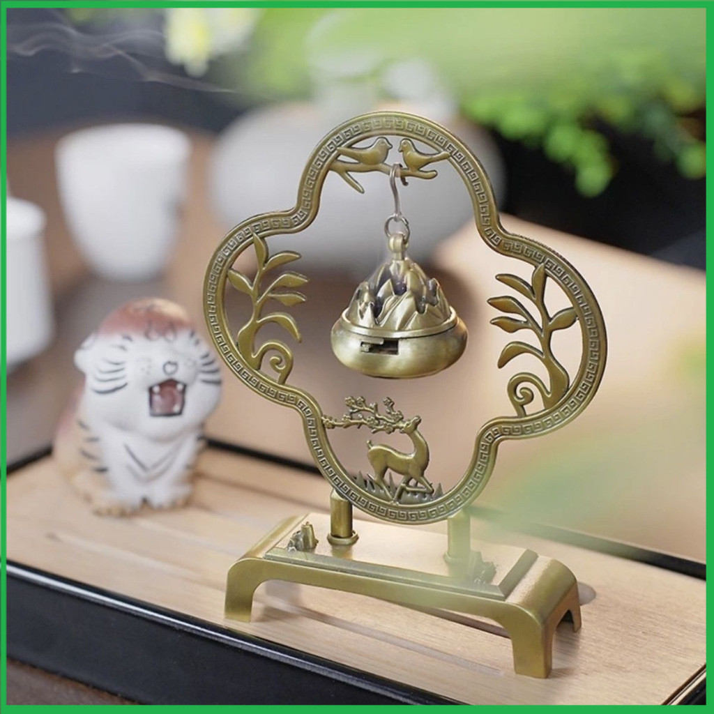 Lư Hương Xông Trầm, Đốt Nhang Trầm Bằng Hợp Kim Đồng (Dạng Giá Treo Cỡ Bé)