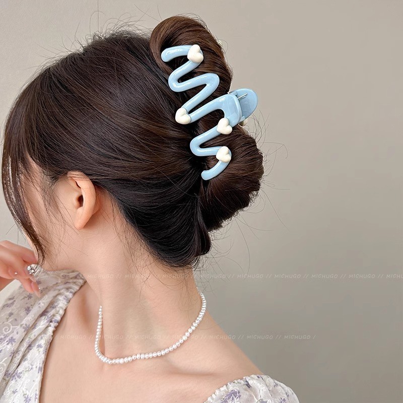 Kẹp Tóc Sóng Trái Tim Acrylic - Kẹp Tóc Nữ Cho Nữ Và Bé Gái