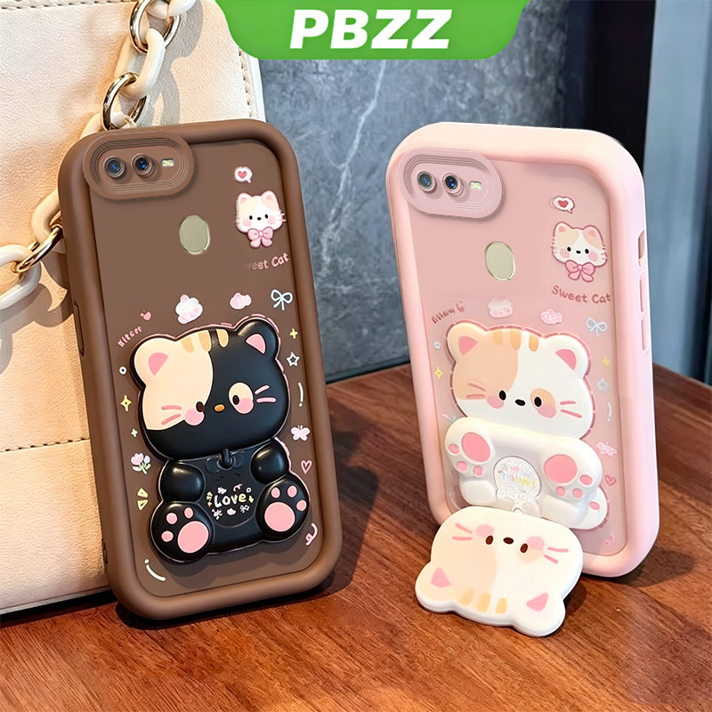 Ốp Lưng Cho oppo a5s a12 A7 a3s a12e F9 PRO a12s Vỏ Điện Thoại Vỏ Mềm Silicon Chống Sốc Thiết Kế Mới Thẩm Mỹ Có Giá Đỡ 360° Gương trang điểm mèo dễ thương cho bé gái JTXMMZJ