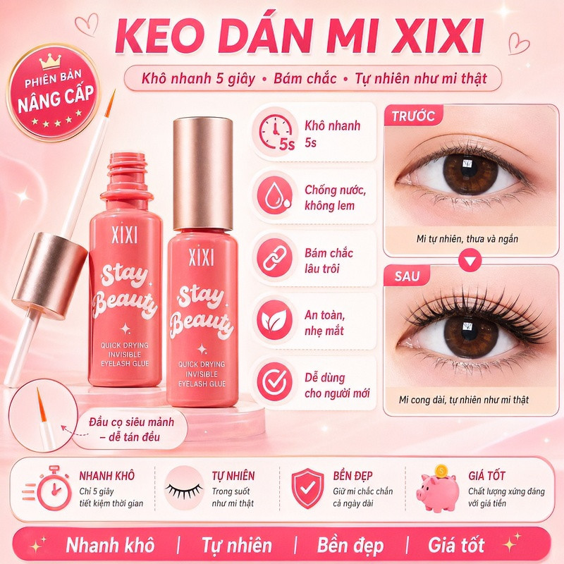 XIXI Keo Gắn Mi Giả Thế Hệ 3 GJ49 Dính Lâu, Không Lem, Khô Nhanh, Chống Nước, Tự Nhiên
