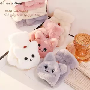AA Nữ Sang Trọng Ấm Găng Tay Lông Thỏ Đáng Yêu Mèo Găng Tay Lật Ngón Găng Tay Mềm Mại Bé Gái Thi Găng Tay Linh Hoạt Nửa Ngón Mùa Đông VN