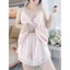 Mùa hè Fat mm Plus Size Pháp Pure Desire Style Ice Silk Suspender Short Set Sweet Lace Bộ đồ ngủ gợi cảm