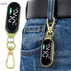 Đồng hồ treo điện tử SAIA, Đồng hồ bỏ túi di động chống nước, Màn hình kỹ thuật số LED sáng tạo Đồng hồ bỏ túi phát sáng Carabiner Trẻ em Người lớn