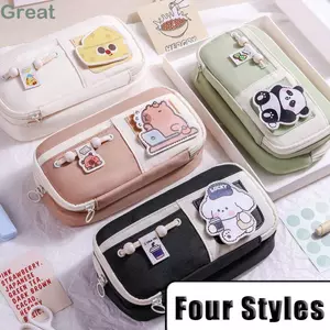 TUYỆT VỜI Bút Chì, Capybara / Puppy / Panda / Miếng Dán Phô Mai Túi Đựng Bút Chín Lớp, Quà Tặng Thẩm Mỹ Cao Trở Lại Trường Học Công Suất Lớn Văn Phòng Phẩm Tổ Chức Văn Phòng Học