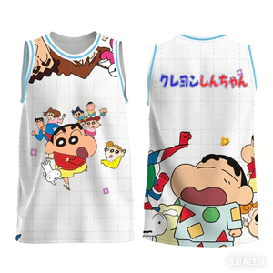 Áo bóng rổ in 3D Crayon Shin Chan vui nhộn dành cho người lớn, thoáng khí mềm mại thông thường