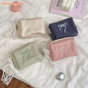 Túi lưu trữ nơ FAVORITEGOODS, Túi trang điểm nơ dung tích lớn, Túi đựng mỹ phẩm di động đa chức năng dành cho nữ