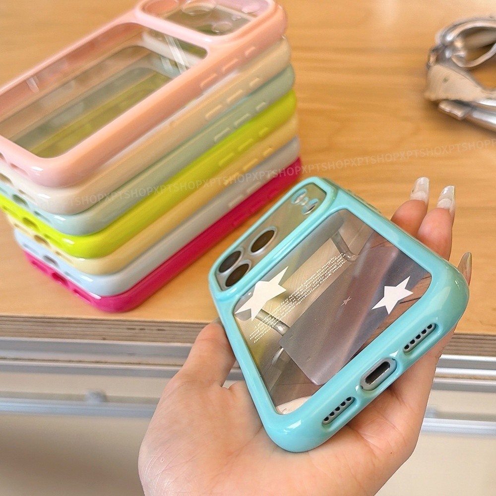 Ốp Điện Thoại Acrylic Dopamine Edge Windows Cho iPhone 17 Pro Max 16 Plus 15 14 13 12 11 Vỏ Bảo Vệ Chống Sốc
