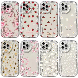 Ốp Lưng Nhỏ Màu Đỏ Anh Đào Hồng Hoa Cúc Hoa Dành Cho IPhone X X Xs Xr 7 8 Plus 11 12 13 14 Pro Max Xs Max Ốp Lưng Silicon Mềm INS