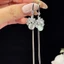 Hợp Kim Đồng Zircon Bông Tai Huayi] Niche Feel Flower Dài Opal Tua Rua Bông Tai Nhẹ Sang Trọng Móc Tai TQLI
