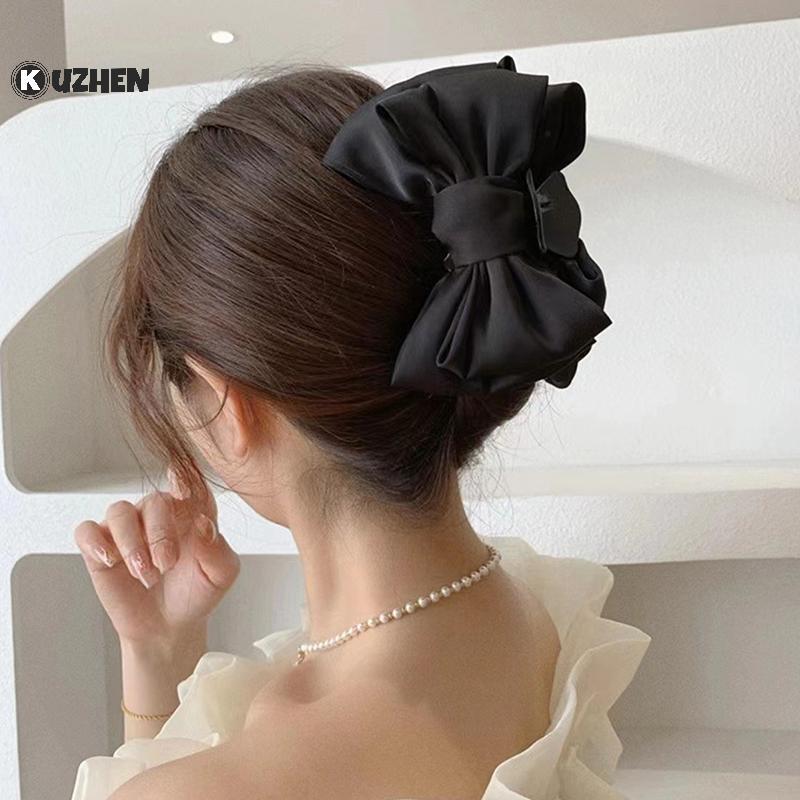 KUZHEN Nơ Lớn Kẹp Tóc Vuốt Thời Trang Cho Nữ, Phụ Kiện Tóc Trắng HOT