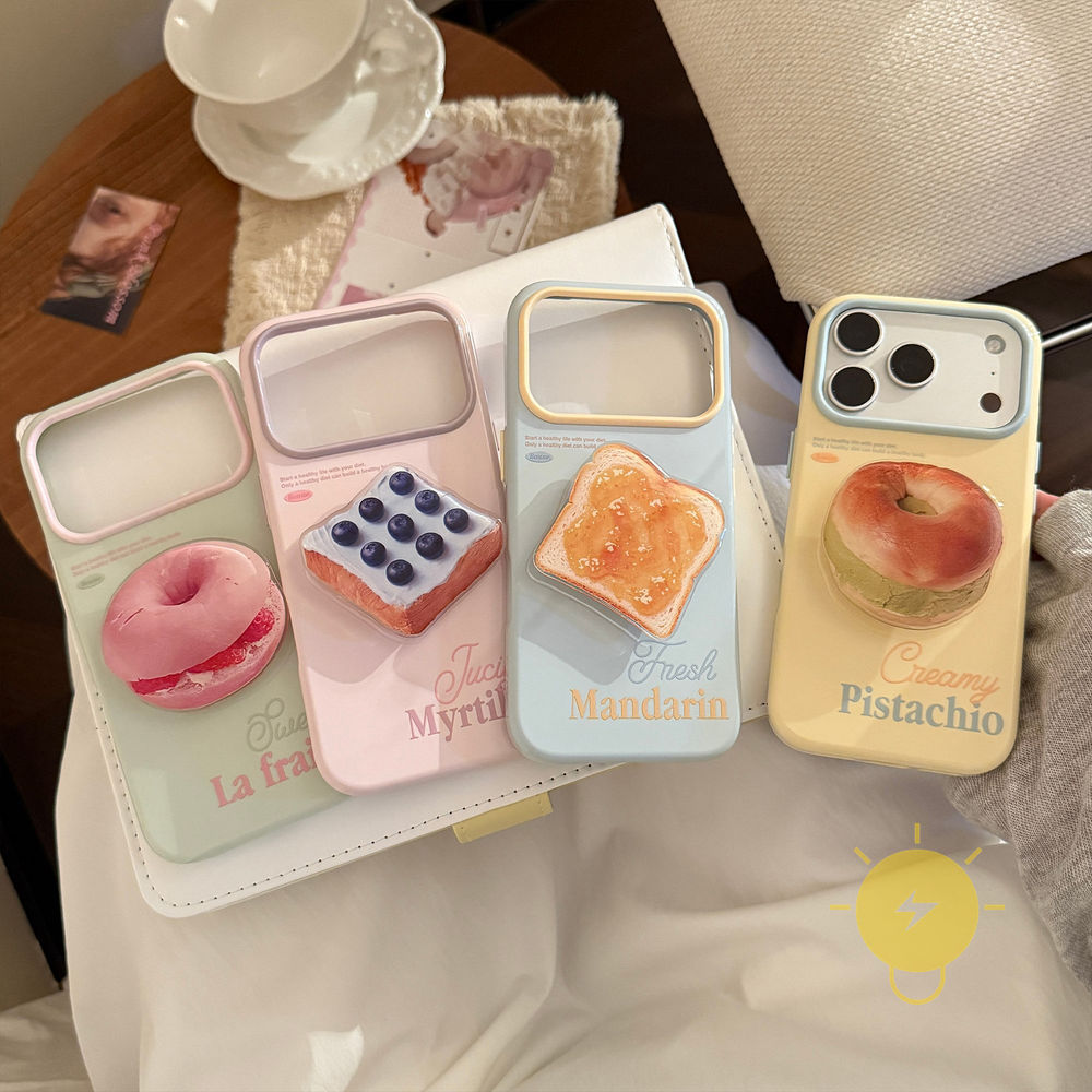Phone Case For iPhone 17 Pro Max 16 15 14 13 with Griptok TPU Matcha Bagel with Griptok Aesthetic Korean Cute