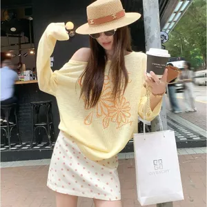 Áo thun dài tay không dây màu vàng Dopamine phong cách Hàn Quốc dành cho nữ mùa hè Áo sơ mi mỏng dáng rộng