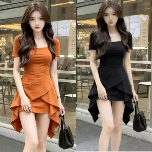 Áo ôm sát eo hẹp Thiết kế không đều Cảm giác khí chất Bộ đồ thời trang cao cấp