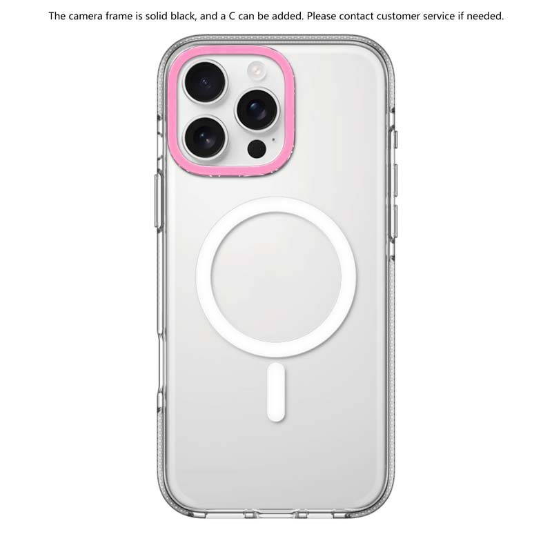 Clear Black HỒNG CAMERA RING PHIÊN BẢN Tác động Hút từ tính Vỏ trong suốt cho IPhone 17 / 16 / 15 / 14 / 13 Pro Max Air với bao bì cao cấp