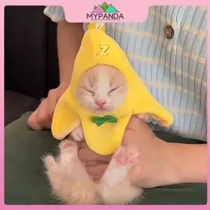 MYPANDA Chuối Mèo Đầu Sáng Tạo Mèo Dễ Thương Mũ Thú Cưng Mèo Sang Trọng Trang Phục Hóa Trang Chuối Mũ Đội Đầu Hiệu Suất Ảnh Prop.