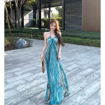 Váy du lịch phong cách dành cho nữ, kiểu Pháp thích hợp cho du lịch và chụp ảnh, váy đi biển