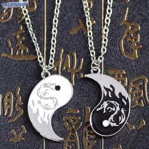 Bluelover Thời Trang Rồng Hình Âm Dương Vòng Tay Có Thể Điều Chỉnh Thái Cực Cặp Đôi Nelace Cho Bạn Trai Bạn Gái Ngày Lễ Tình Nhân Món Quà Trang Sức Mới