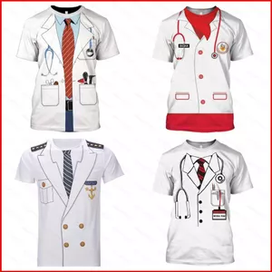 GC1 Y Tá Bác Sĩ Cosplay 3d Áo Thun Unisex Tay Ngắn Top Đồng Phục Cảnh Sát COS Casual Bông Tai Kẹp Plus Kích Thước Tee GC1