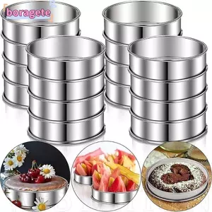 BORAGETE 1 Chiếc Nhẫn Tart Cán Đôi, Phụ Kiện Nhà Bếp Thép Không Gỉ Muffin Tart Nhẫn, Để Làm Thực Phẩm Bánh Trái Cây Bánh Quy Bánh Tròn 8 / 9 / 10cm Khuôn Tròn