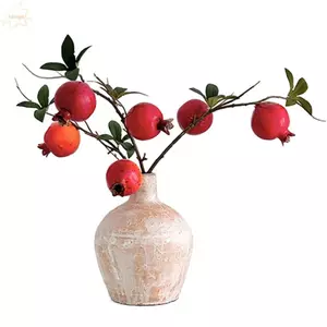 AWNGD Trái Cây Nhân Tạo Hoa, Lựu Trái Cây Mô Phỏng Lựu Nhân Tạo Nhánh Dài, 7 Đầu Trái Cây Giả Cây Cảnh Cây Nhân Tạo