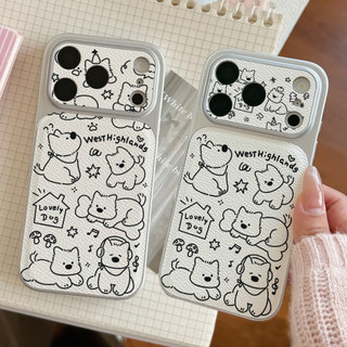 Chó con hàng ngày ỐP đIệN ThoạI Cho IPhone 17/16/PRO Max/15PLUS/14/13/12/11Mạ kim loại kết hợp dán bề mặt da