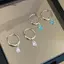 AqToCna Tinh Tế Giọt Zircon Mặt Dây Chuyền Bông Tai Thời Trang Đơn Giản Tính Khí Tai Nữ Bule Phụ Kiện Trang Sức Quà Tặng AqToCna