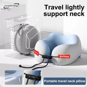 Bộ nhớ Massage du lịch Gối hình chữ U bằng vải Cotton Bảo quản di động mềm Ne Hỗ trợ Bảo vệ Gối máy bay có thể giặt được Có thể tháo rời Chăm sóc cột sống cổ tử cung
