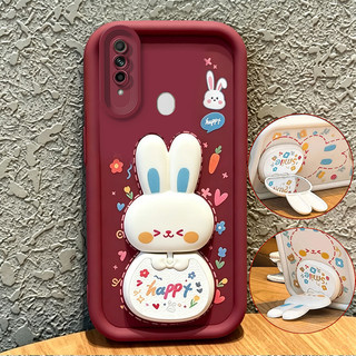 Ốp Lưng Cho OPPO A31 2020 Vỏ Điện Thoại Vỏ Mềm Silicon Chống Sốc Gương Thẩm Mỹ Mới Có Giá Đỡ 360° Xoay thỏ dễ thương màu hồng cho bé gái JTXCEZJ3
