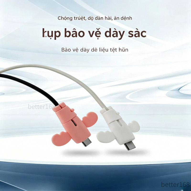 Ốp bảo vệ cáp sạc silicone hình tim chống gãy đầu cáp iPhone Type-C nhiều màu phụ kiện trang trí dây sạc xinh xắn