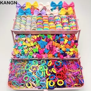 Dây buộc tóc KANGN Girls, Bộ phụ kiện tóc đàn hồi cao đầy màu sắc, Frangipani Không làm tổn thương Dây buộc tóc bé gái Trẻ em