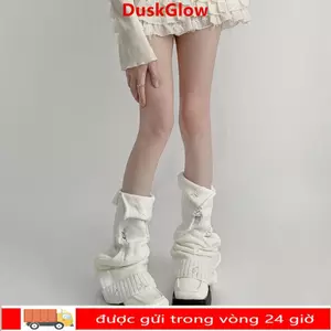 Tất giữ ấm chân dệt kim DUSKGLOW, Giày bốt co giãn cho bé gái, Bông tai kẹp chân đa năng Nhật Bản