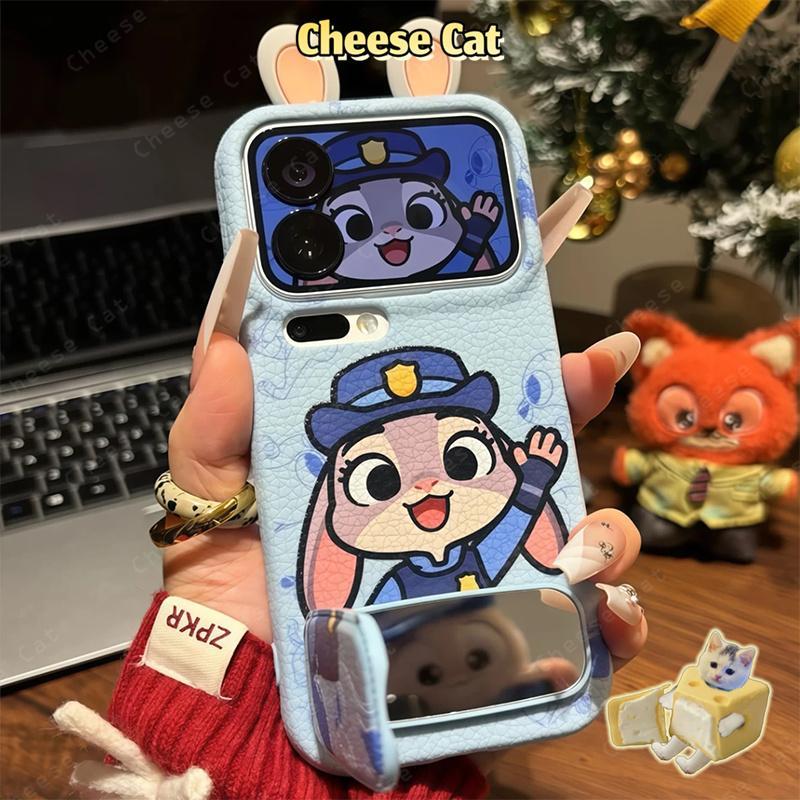 Tai Thỏ Dễ Thương Cáo Hoạt Hình Phổ Biến Da Ốp Lưng Điện Thoại iPhone 13 14 15 Plus Xs Max XR 7 Plus 16 12 11 17 Pro Max