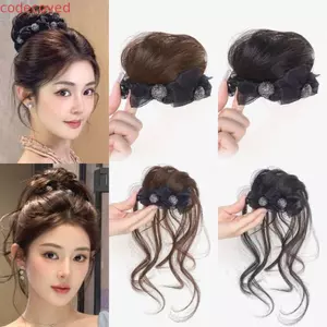 COCODECOVED Kim Cương Giả Nơ Rồng Râu Bun, Phong Cách Lười Vuốt Hàn Quốc Lông Tơ, Phụ Kiện Tóc Tự Nhiên Dây Tóc Giả Dài Xoăn Thanh Lịch Cho Nữ